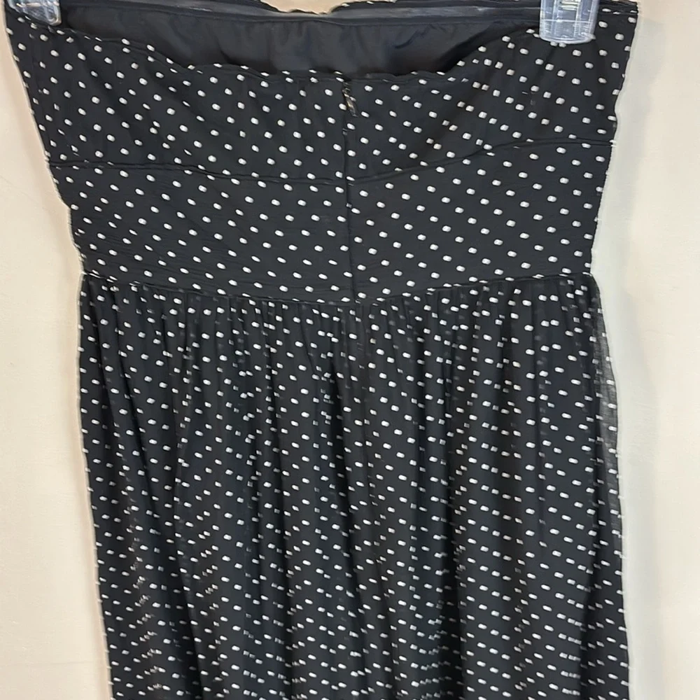 J Crew Black and White Polkadot Silk  Strapless Dress Size 4